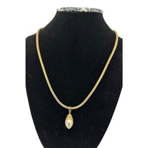 Vintage Necklace Park Lane Gold Tone Single Pearl V138